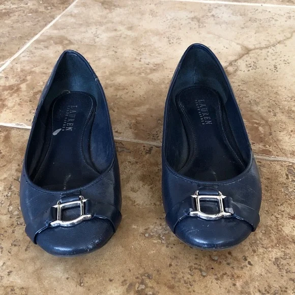 Ralph Lauren Navy Blue Flats 8 - Picture 2 of 9